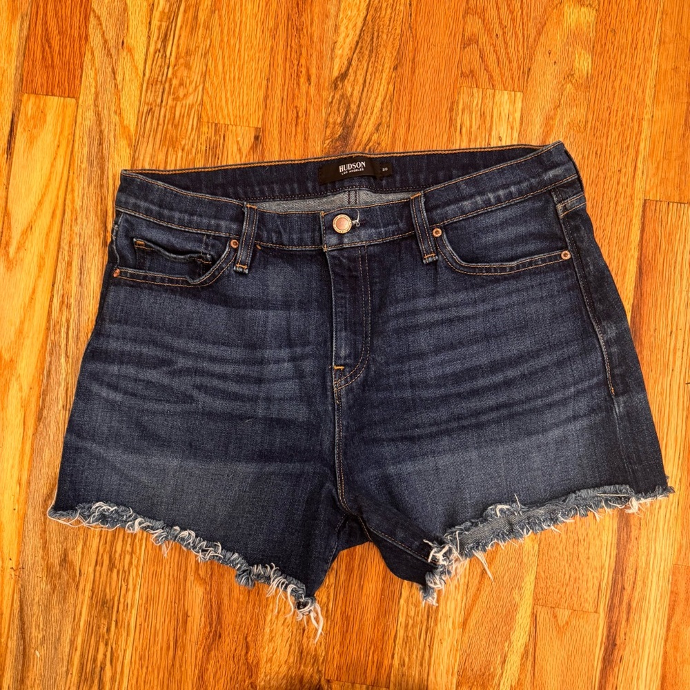 Hudson Jeans Gemma Dark Blue Jean Shorts Size 30